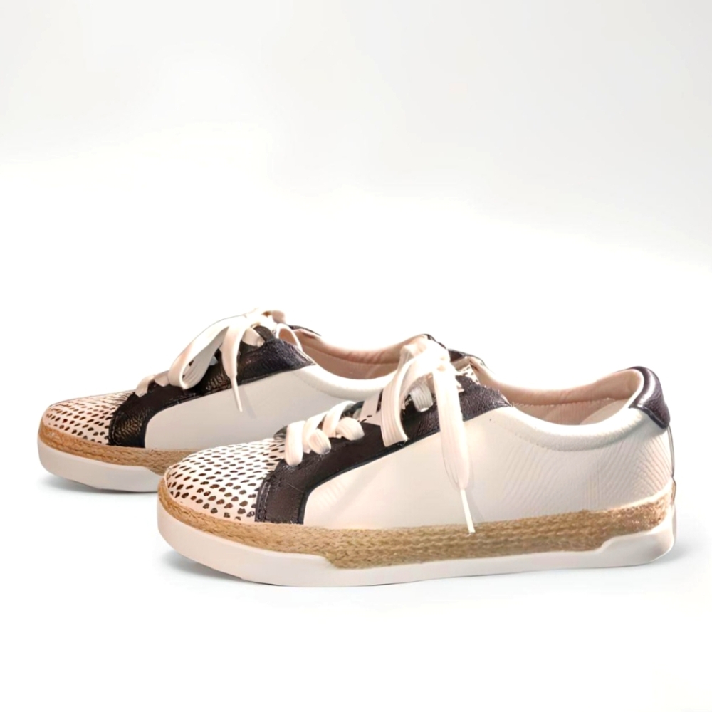 Crown Vintage White, Black, Snakeskin Casual Sneakers, Women's 8M, GUC